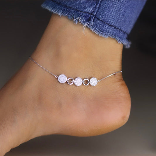 Silver Orbit Disc Anklet