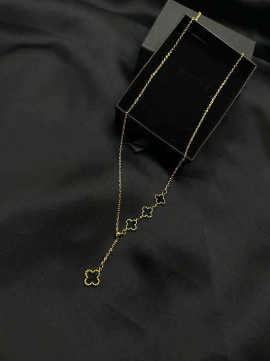 Golden Fleur – Layered Clover Drop Necklace
