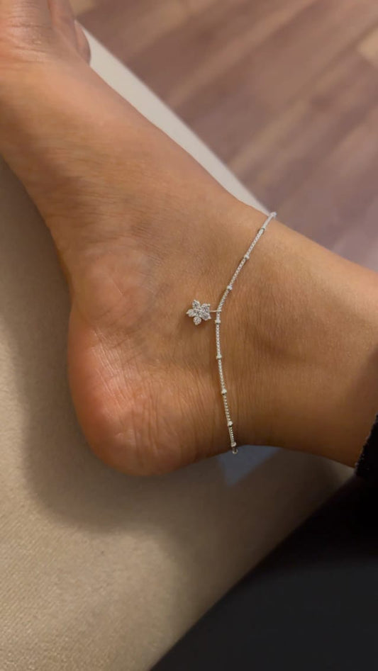 Starlight Blossom Silver Anklet