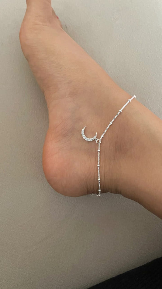 Celestial Moon Silver Anklet