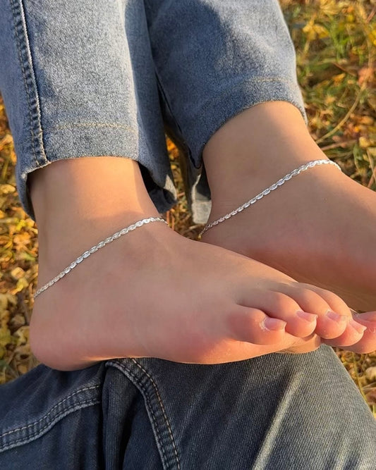 Woven Silver Elegance Anklet