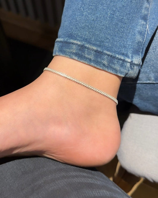 Textured Silver Twist Anklet