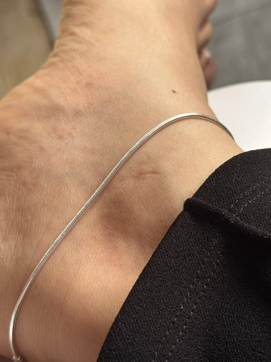 Sleek Silver Snake Chain Anklet